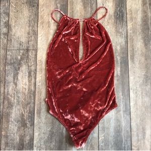Rust orange velvet body suit- Reposh